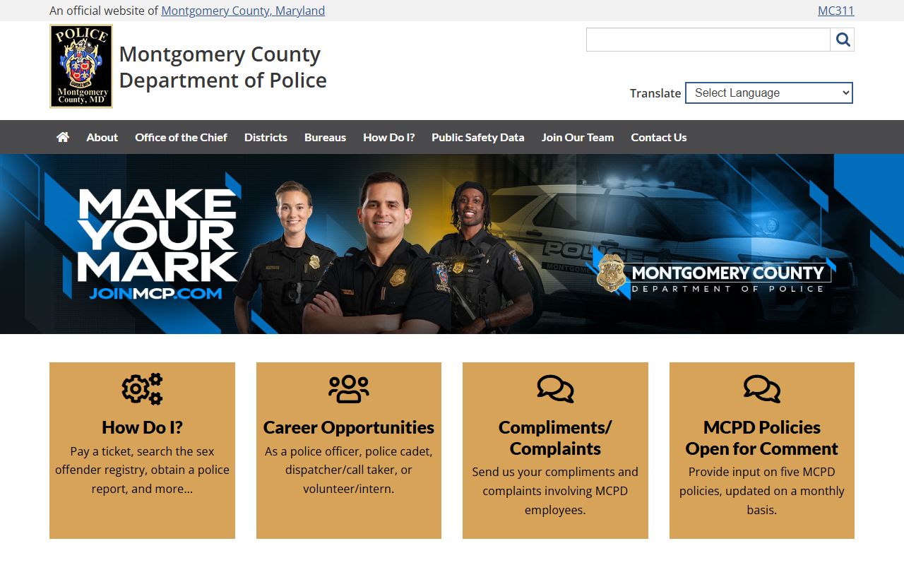 Montgomery County Police Department serving Wheaton for bench warrants