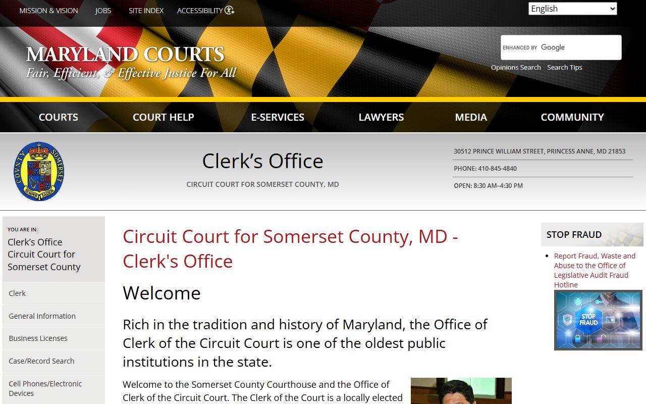 Somerset County Circuit Court Clerk for Somerset County bench warrants