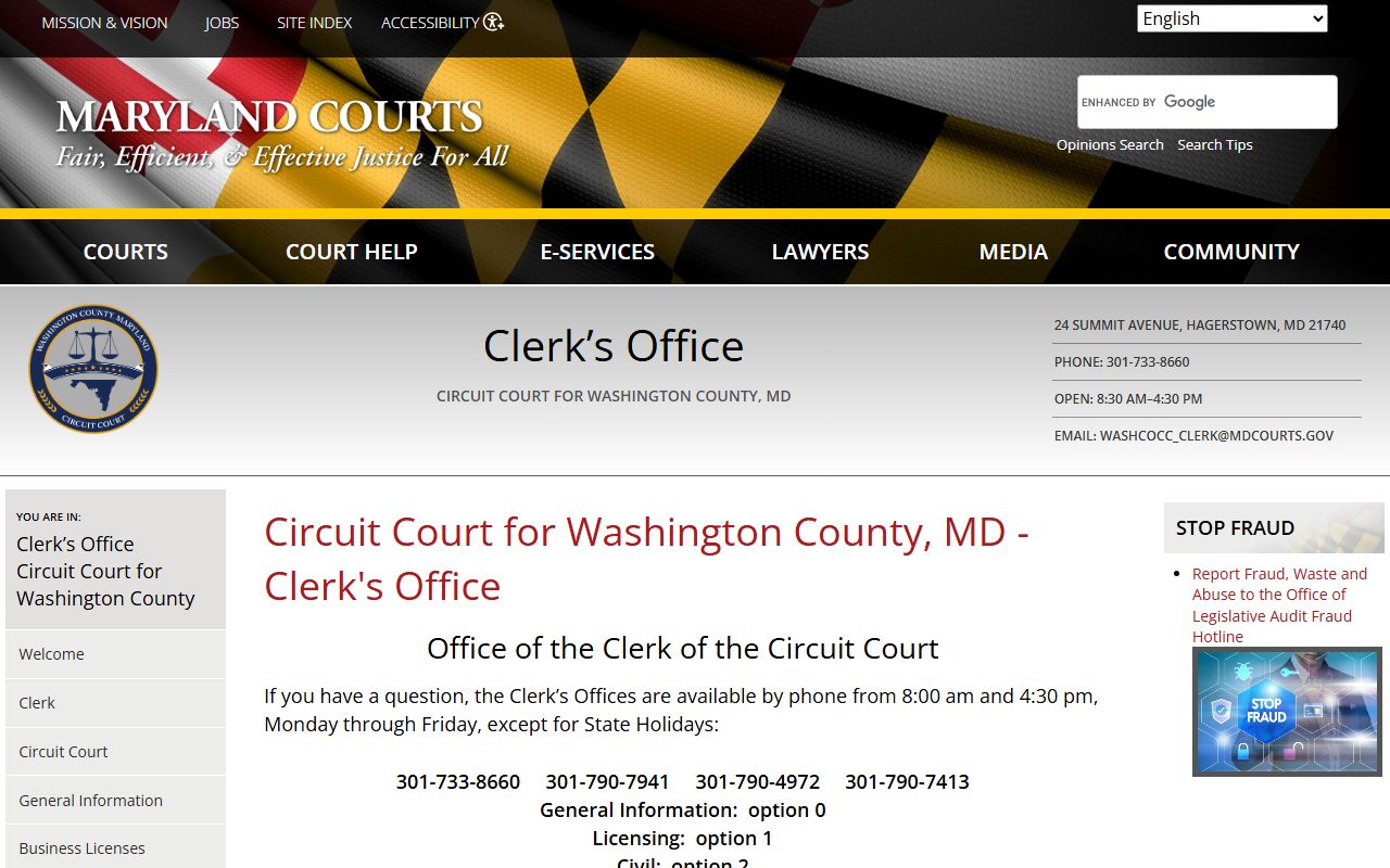 Washington County Circuit Court for Washington County bench warrants